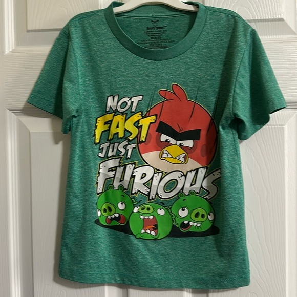Angry Birds Other - Angry Birds short sleeve Polyester Tee “Not Fast Just Furious” green SZ M (5/6)